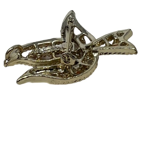 Gerrys Dove Brooch Pendant Gold Tone Orange Beads Vintage Open Work Bird Pin - Picture 3 of 7